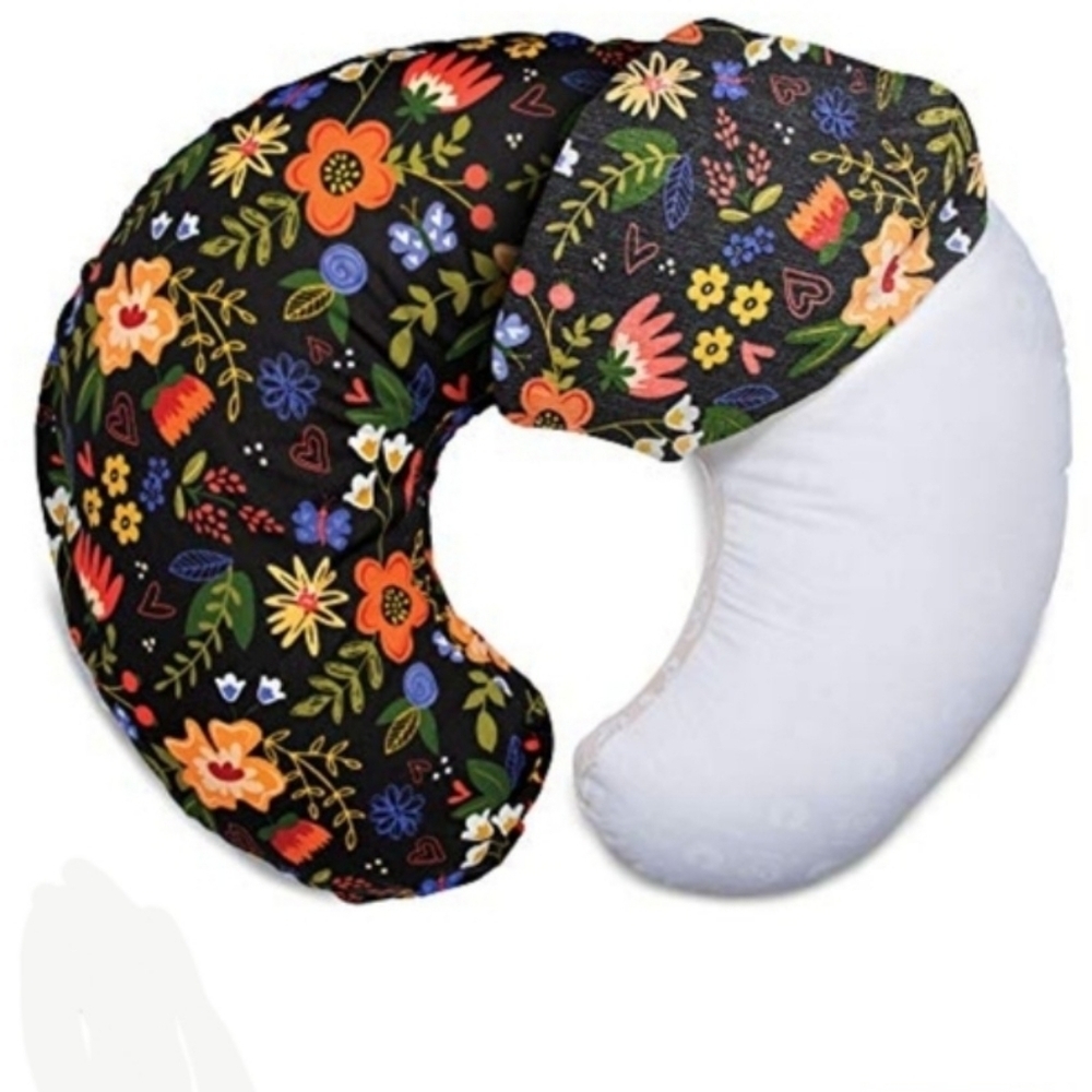 BOPPY BREAST FEEDING NURSING TUMMY TIME PILLOW COVER BLACK MULTI FLORAL LIKE NEW